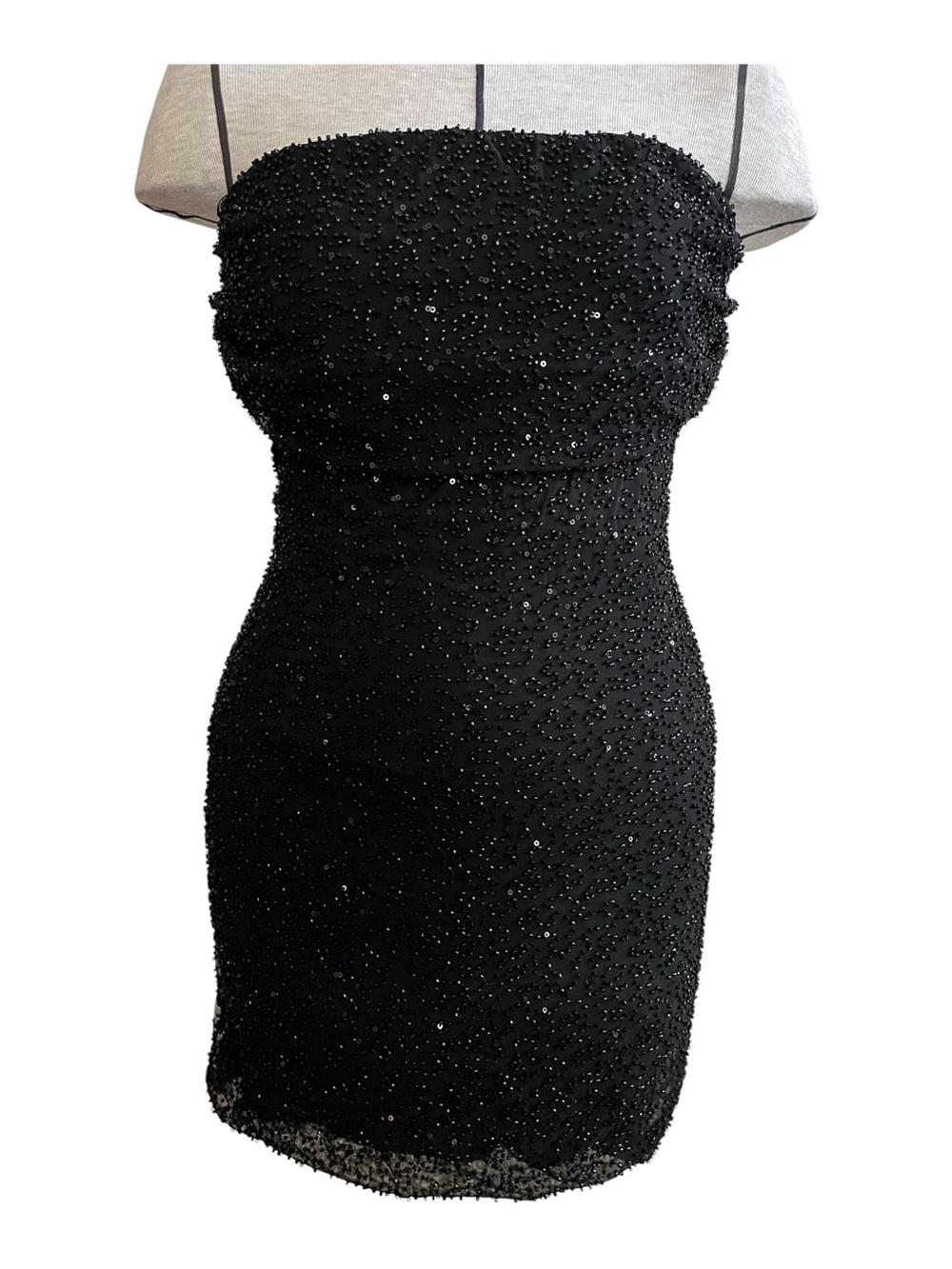 Windsor Black Beaded Strapless Cocktail Dress